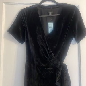Ann Taylor Black Velvet Wrap Dress